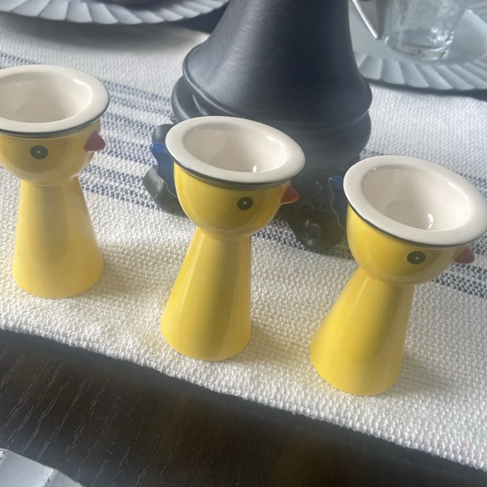 Rare Vintage 1980s IKEA Memphis Style Egg Cups 3 Pieces.